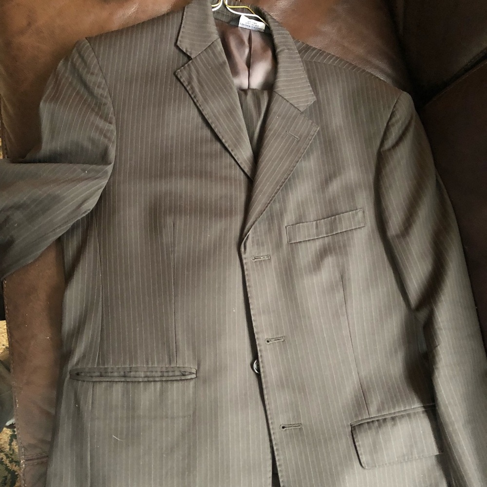 Brown pinstripe suit
